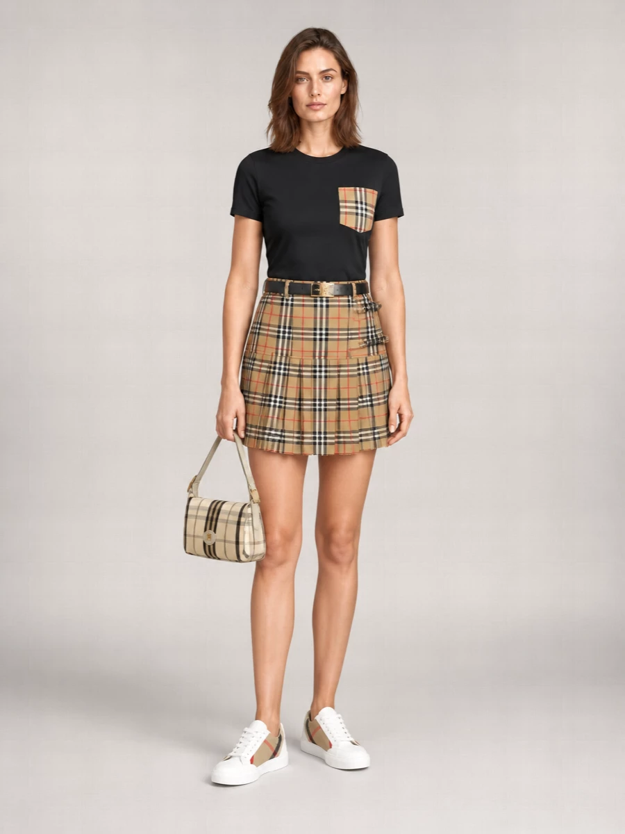 Burberry Cotton Check Pocket T-Shirt