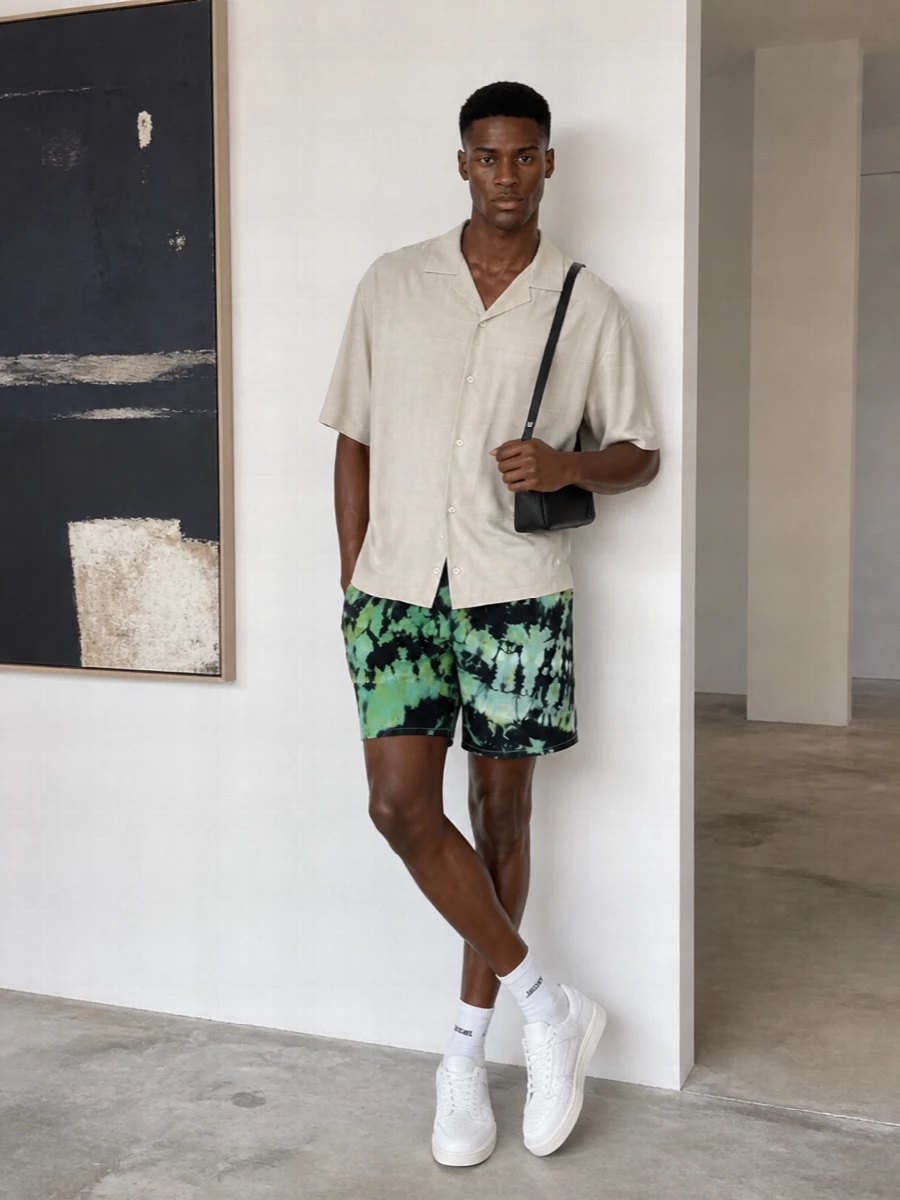Ami camp shirt tie dye shorts amiri sneakers