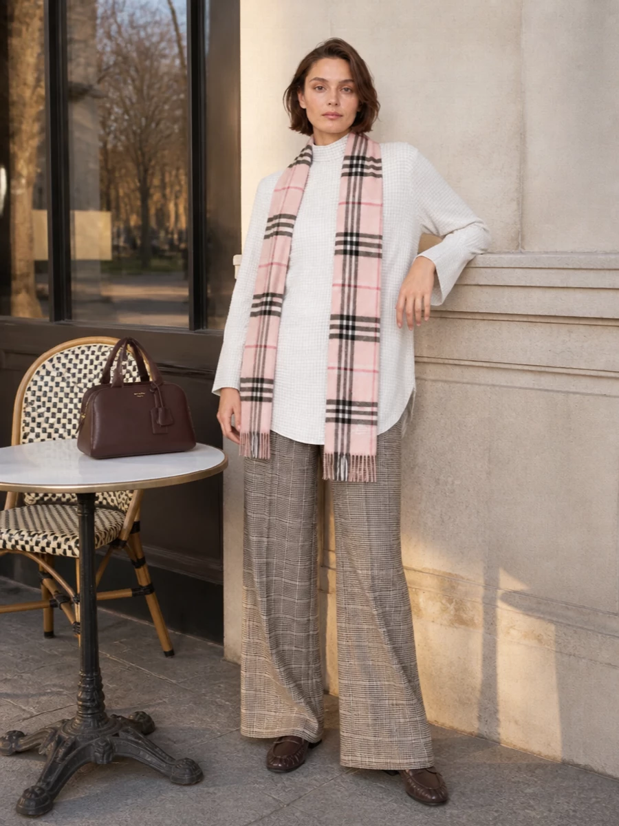 Dries checked trousers tunic shirt prada bag