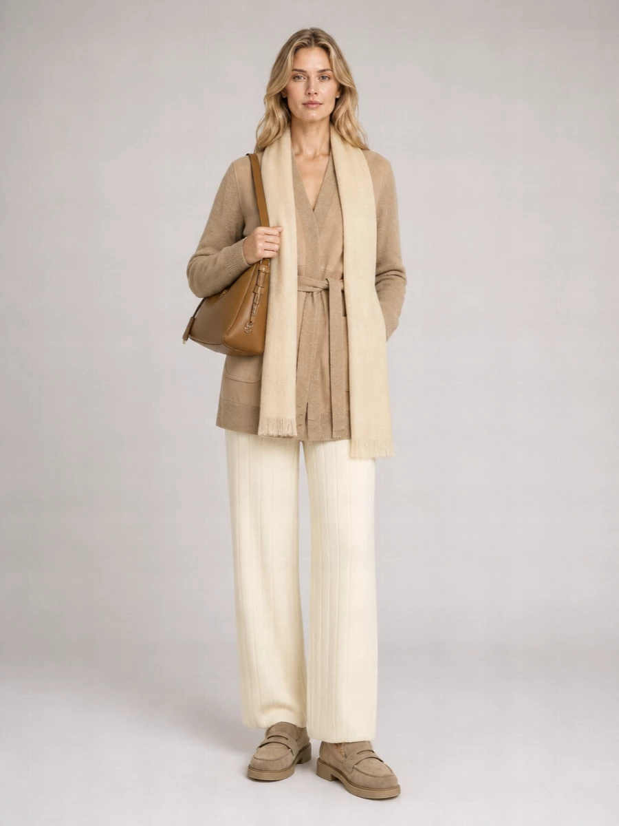Max Mara cashmere wool ribbed oversized belted v-neck cardigan