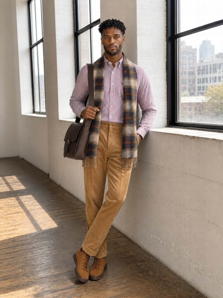 Polo ralph lauren striped polo camel cords outfit