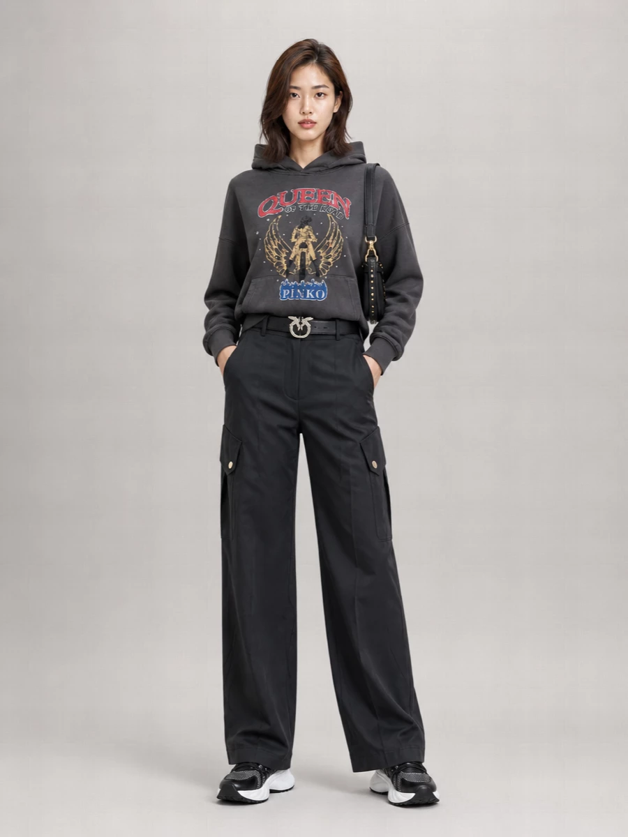 Pinko Graphic Print Cotton Hoodie