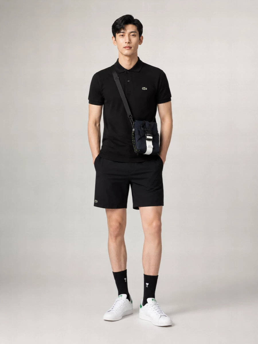 Lacoste Shorts Elastic Waistband Side Slit Pockets