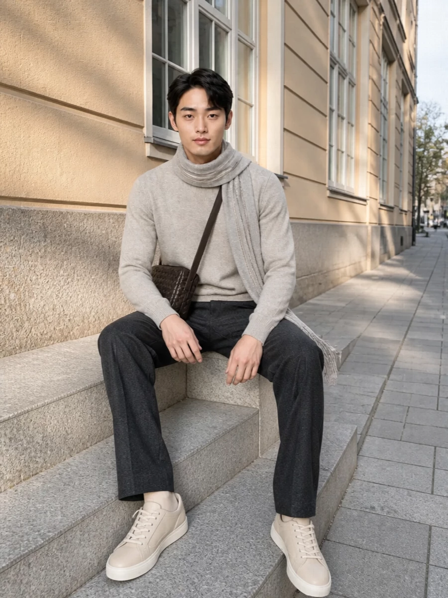 Jacquemus sweater jil sander trouser outfit