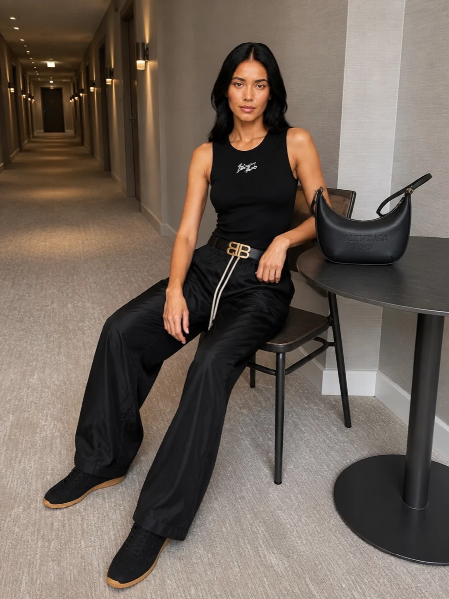 Balmain tank rick owens pants balenciaga bag
