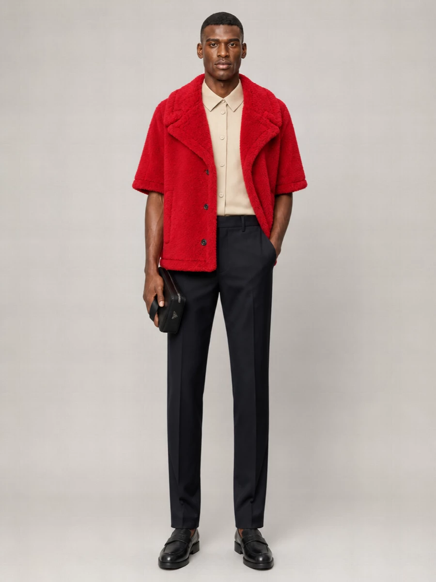 Max Mara Alpaca Virgin Wool Silk Short-Sleeve Cape