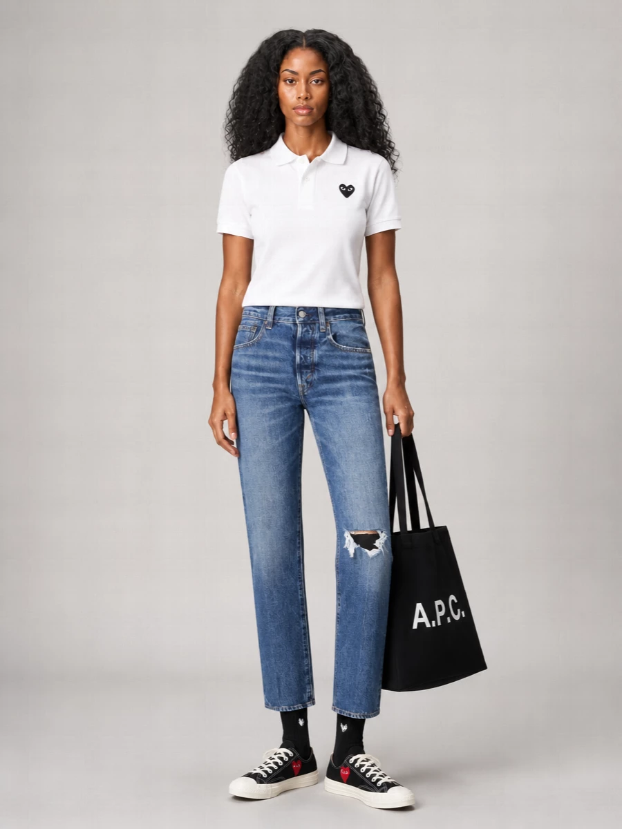 Comme Des Garçons Play Short Sleeves Polo Collar Top
