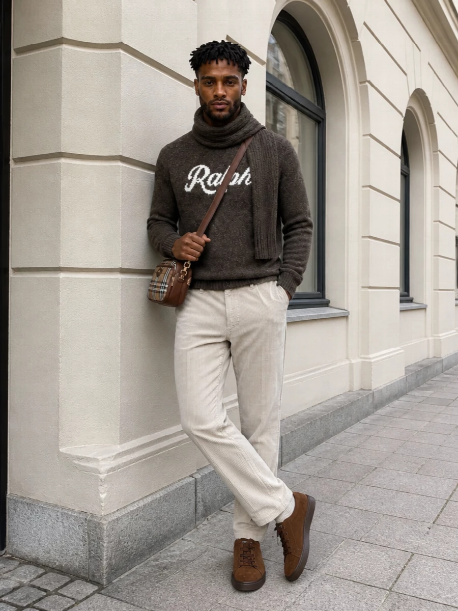 Polo ralph lauren sweater corduroy trousers outfit
