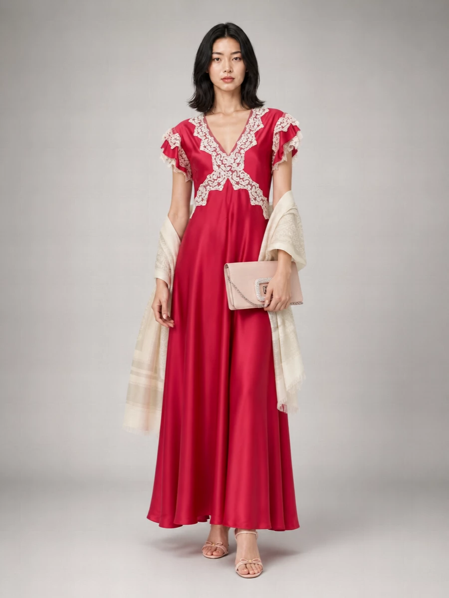 Alberta Ferretti Satin Maxi Dress