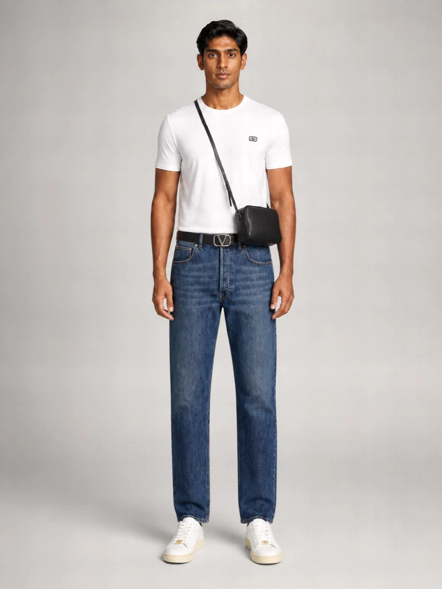 Valentino Denim Mid-Rise Straight-Leg Jeans