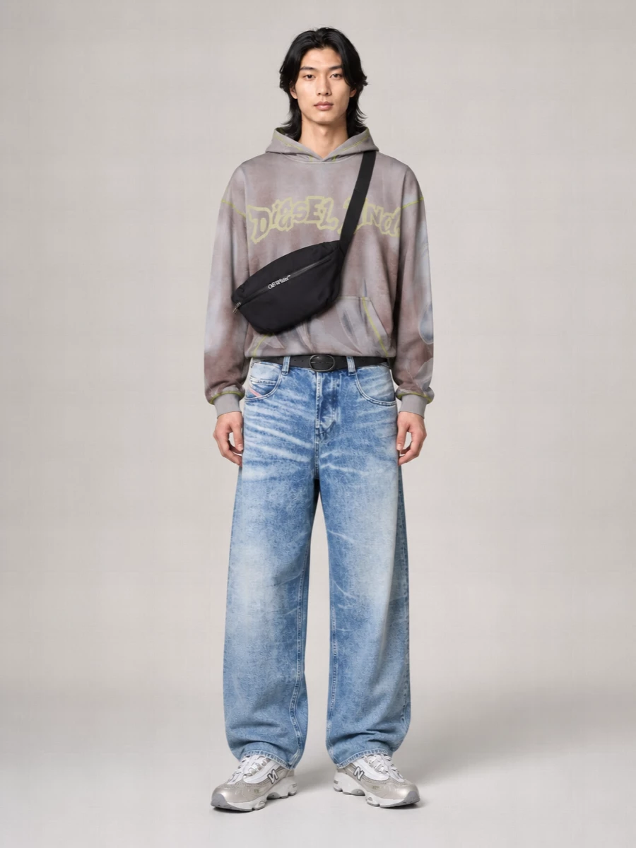 Diesel Denim Low-Rise Wide-Leg Trousers