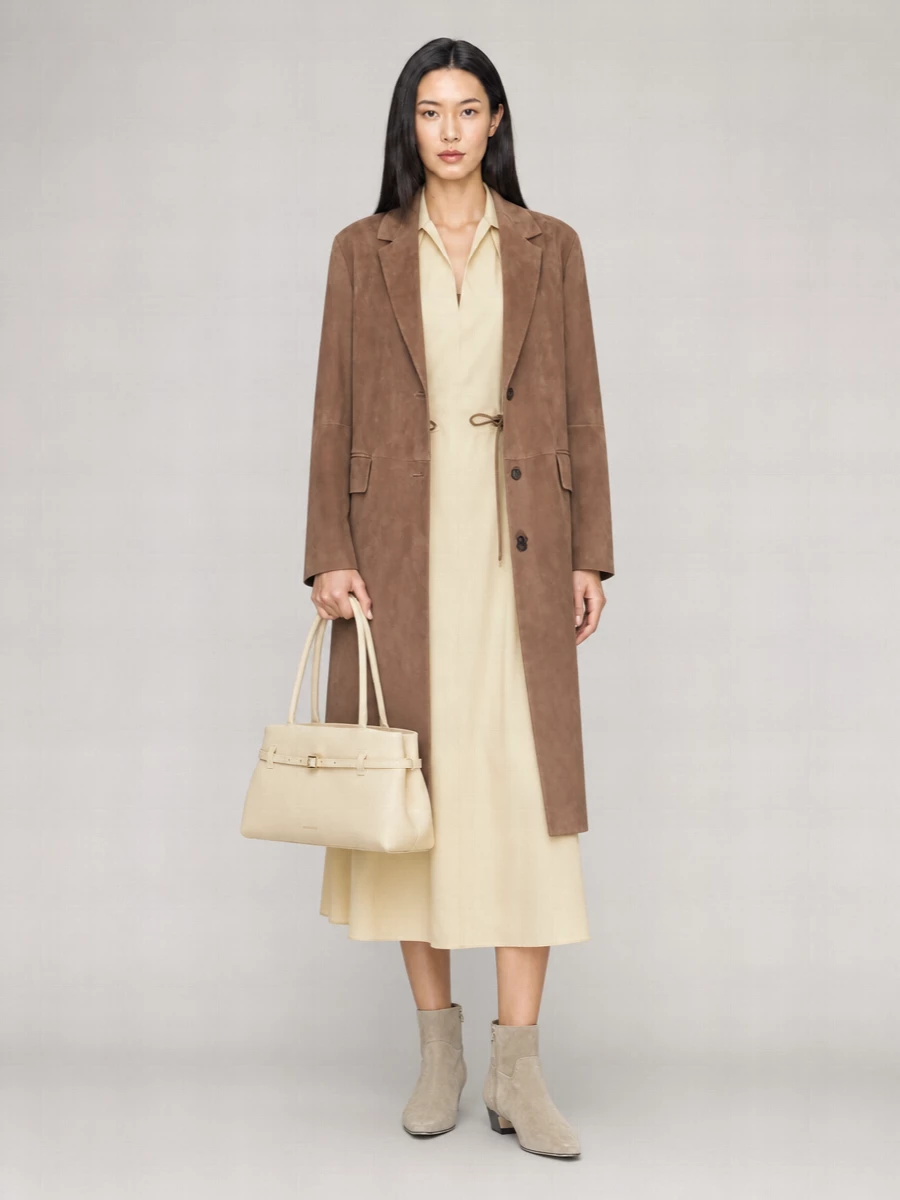 S Max Mara Leather Single-Breasted Coat