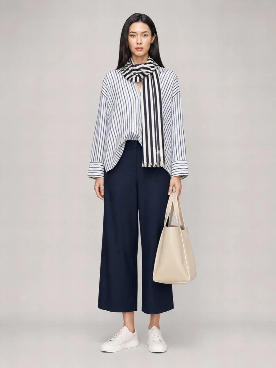 Semicouture Striped V-Neck Long-Sleeve Asymmetric Shirt