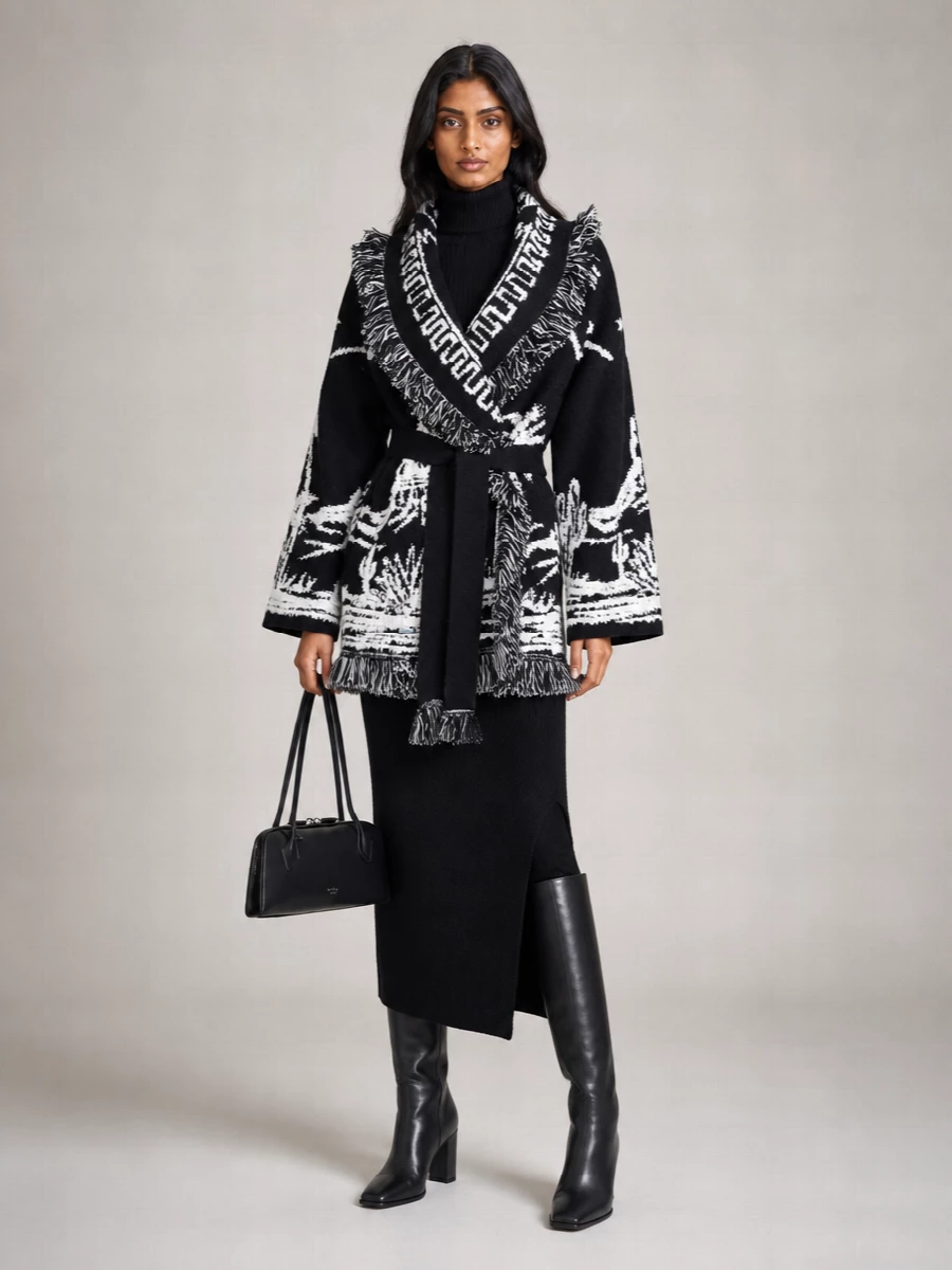 Alanui Cashmere Fringed Belted Cardigan