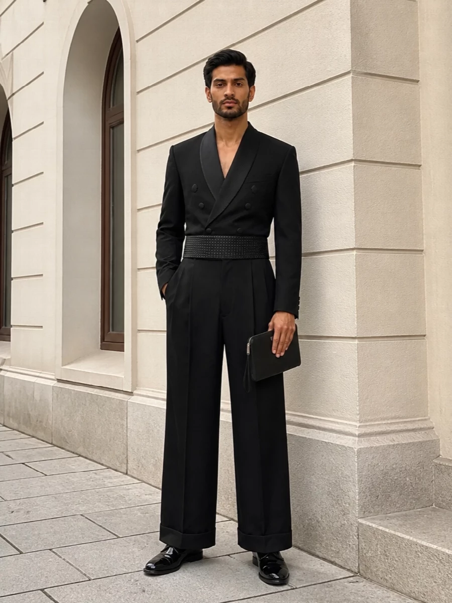 Dolce gabbana black tuxedo outfit patent shoes