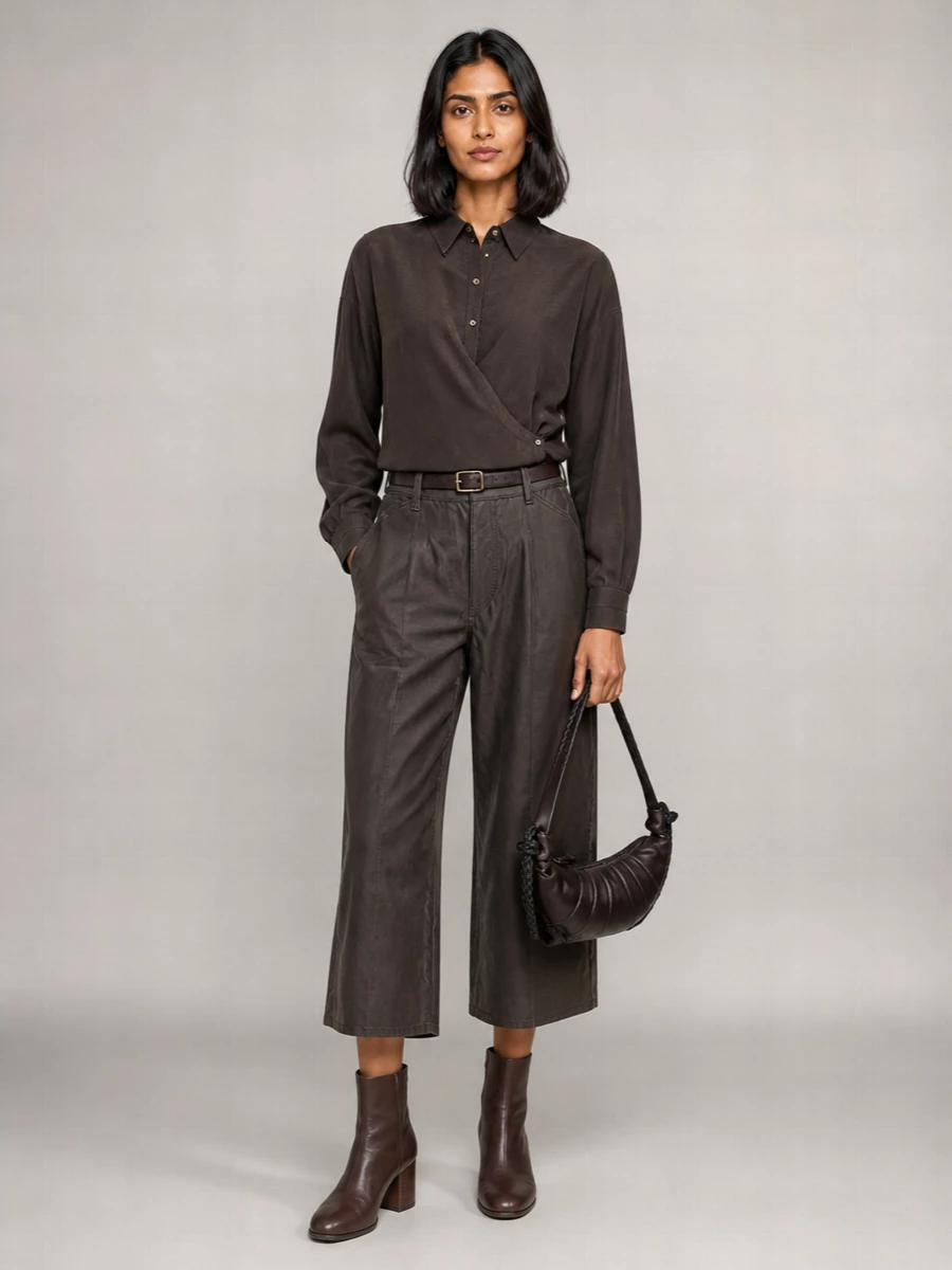 Lemaire Leather Wide-Leg Bermuda Shorts