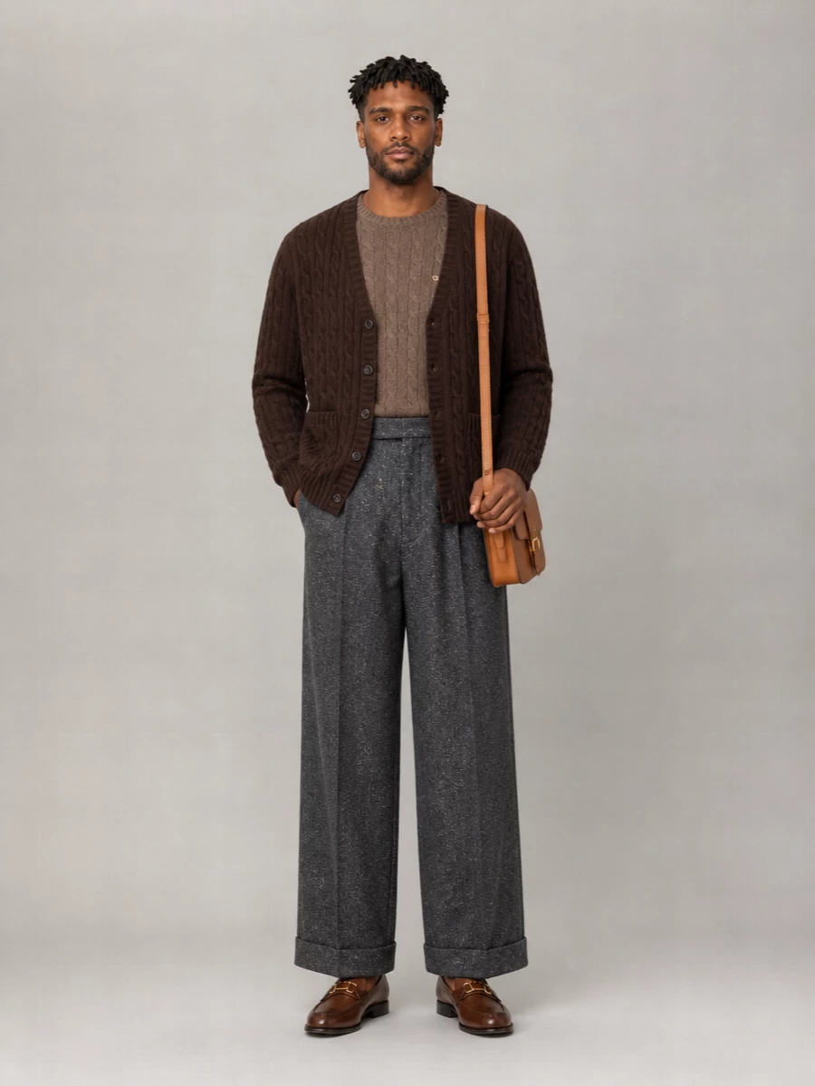 Valentino Virgin Wool Cable-Knit V-Neck Cardigan