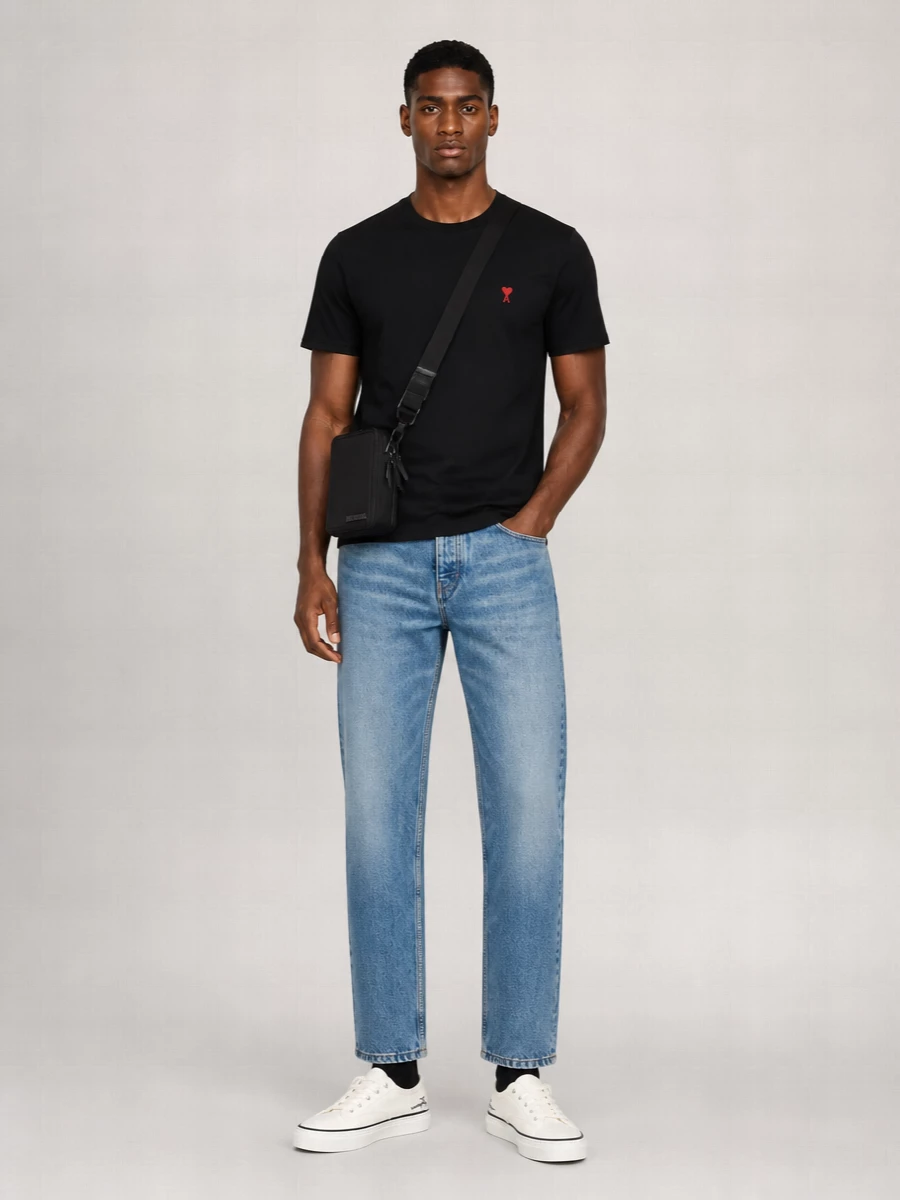 Ami Paris Organic Cotton Logo-Embroidered Crew-Neck T-Shirt