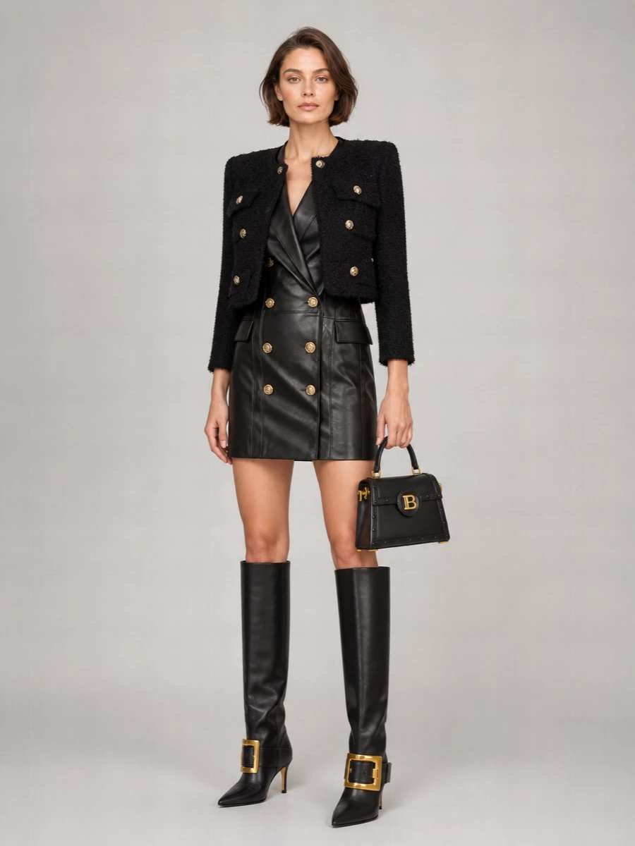 Balmain double-breasted tweed cropped jacket