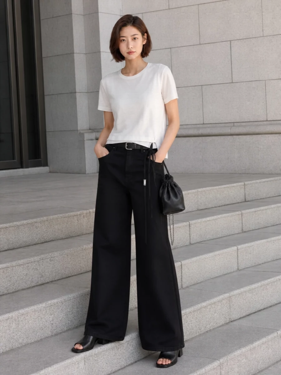 Ann demeulemeester asymmetric tee wide leg trouser
