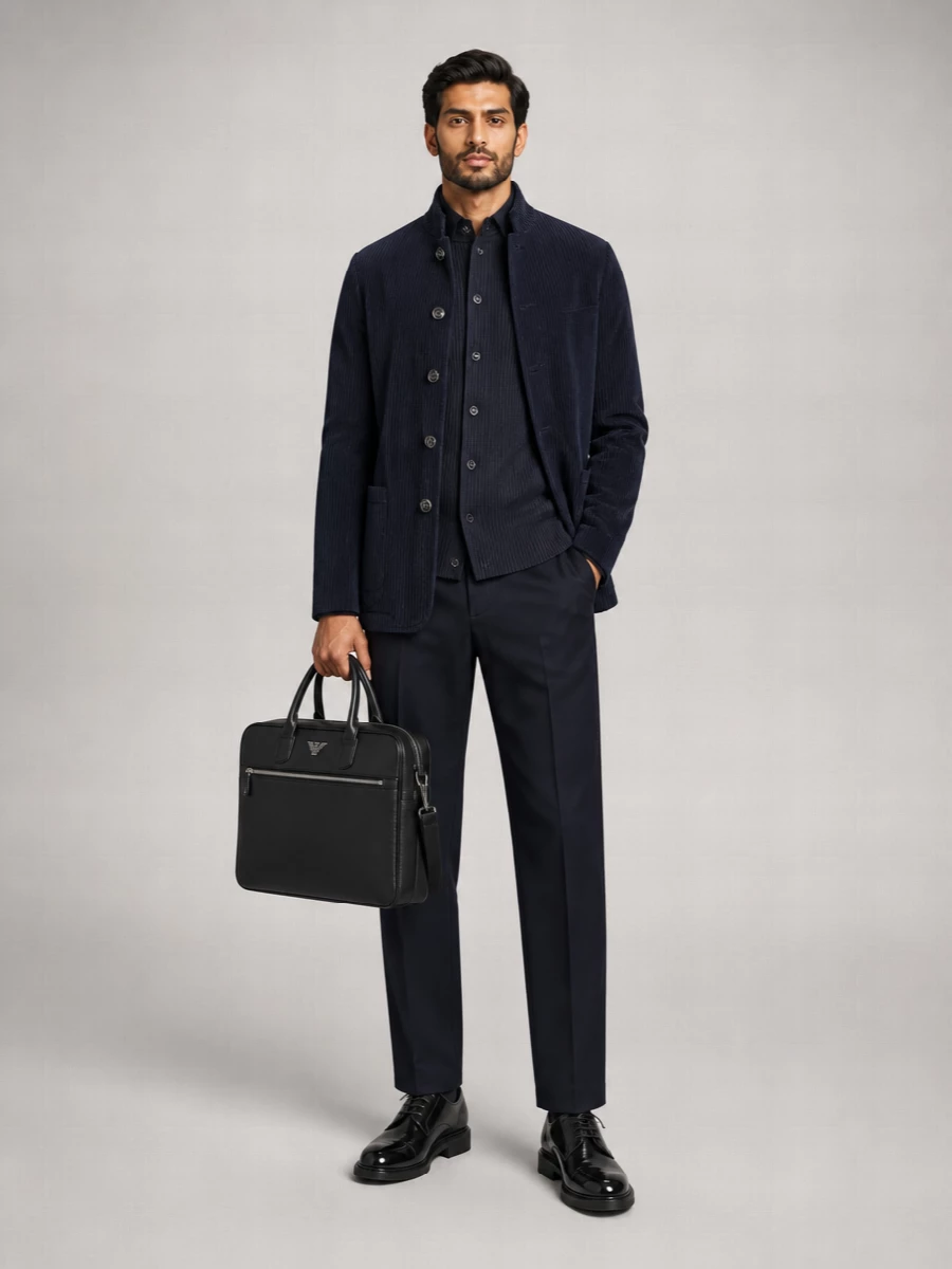 Emporio Armani Corduroy Single-Breasted Blazer