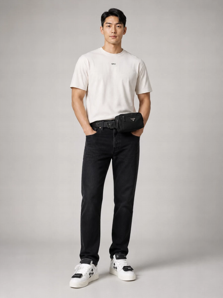 Off-White Cotton Logo Print Short Sleeve T-Shirt