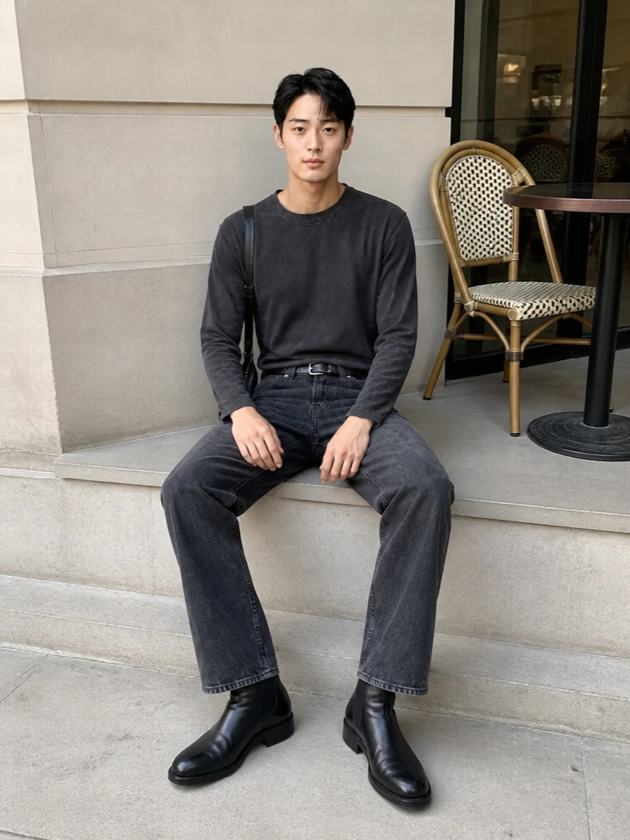 Our legacy charcoal tee black jeans boots