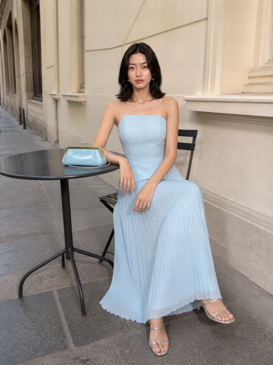 Solace london ice blue gown silver heels