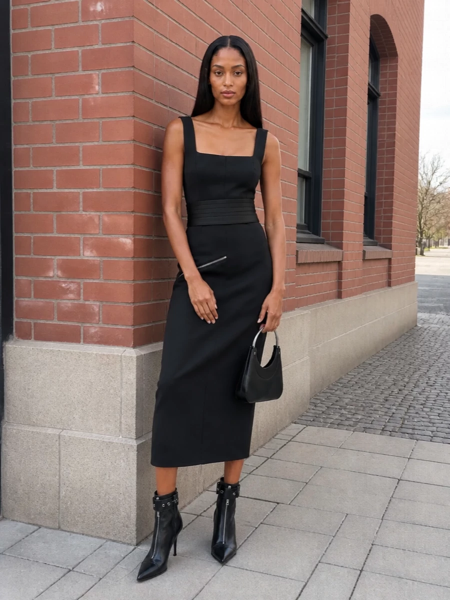 Alexander mcqueen black sheath dress evening outfit