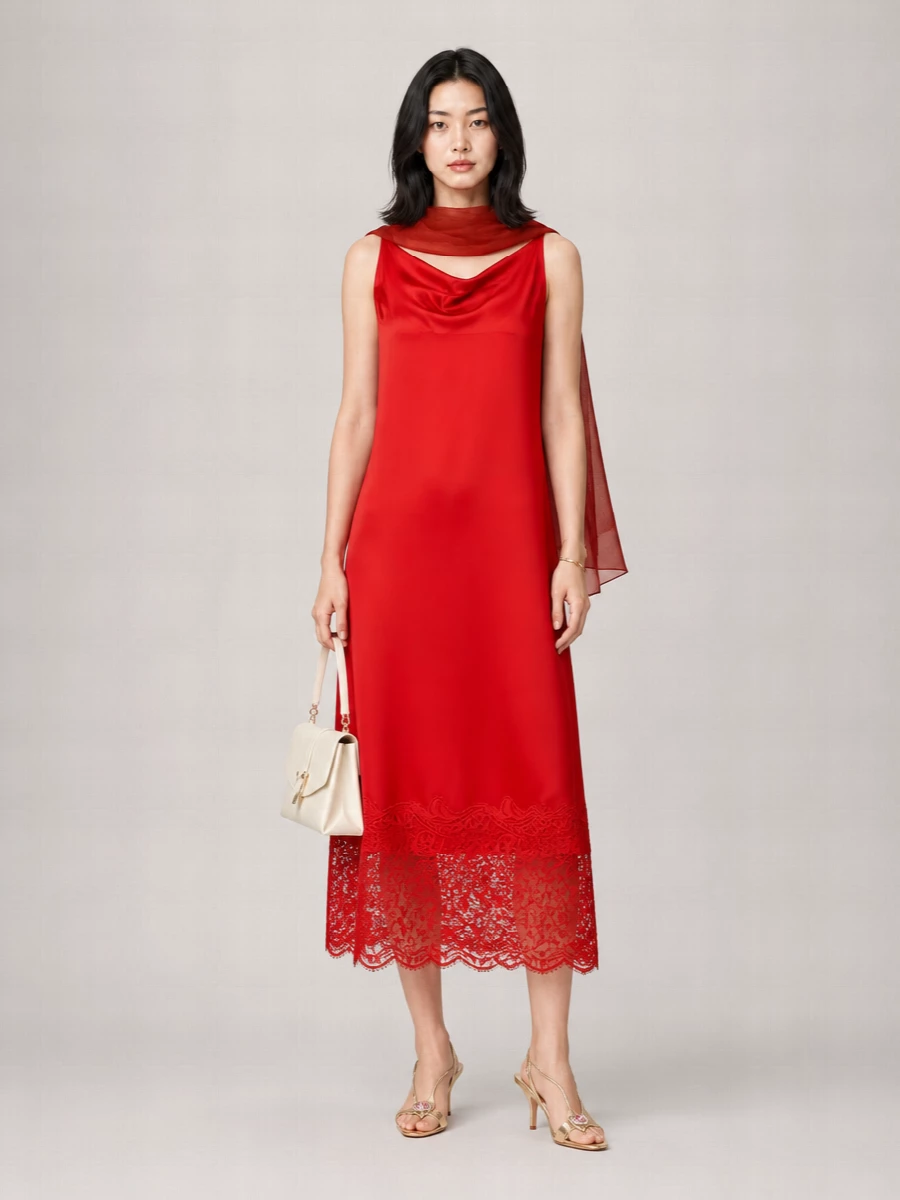 Ferragamo Silk Draped Midi Dress