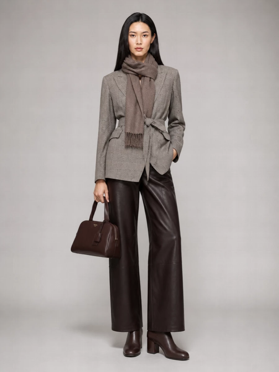 S Max Mara Leather Straight-Leg Trousers