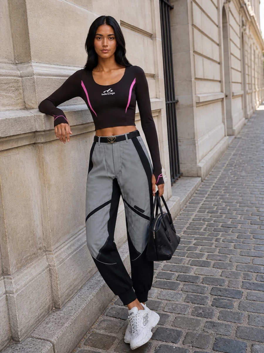 Attico track pants balenciaga top sneakers streetwear