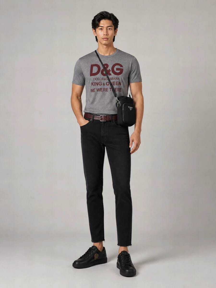 Dolce&Gabbana Logo-Print Cotton Crew-Neck T-Shirt