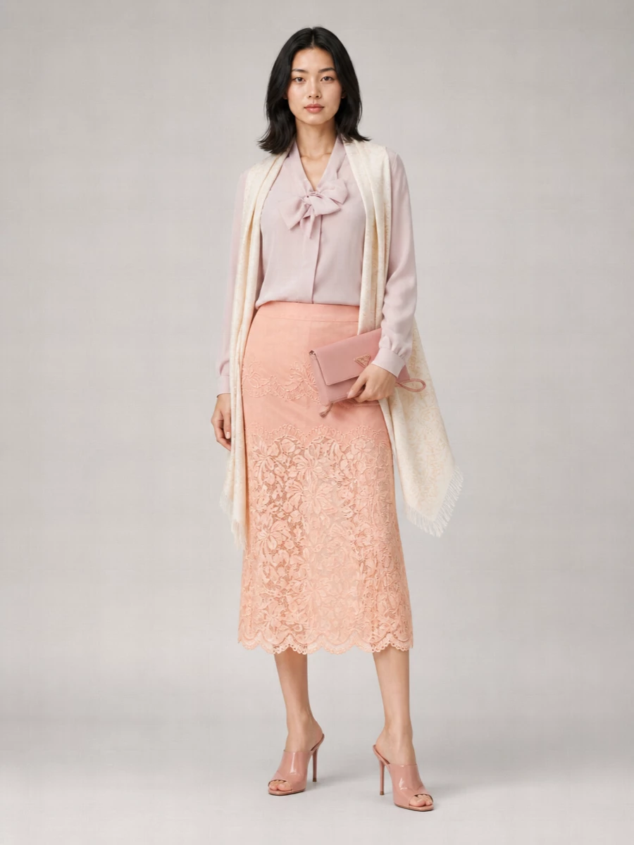 Paco Rabanne Lace Midi A-Line Skirt