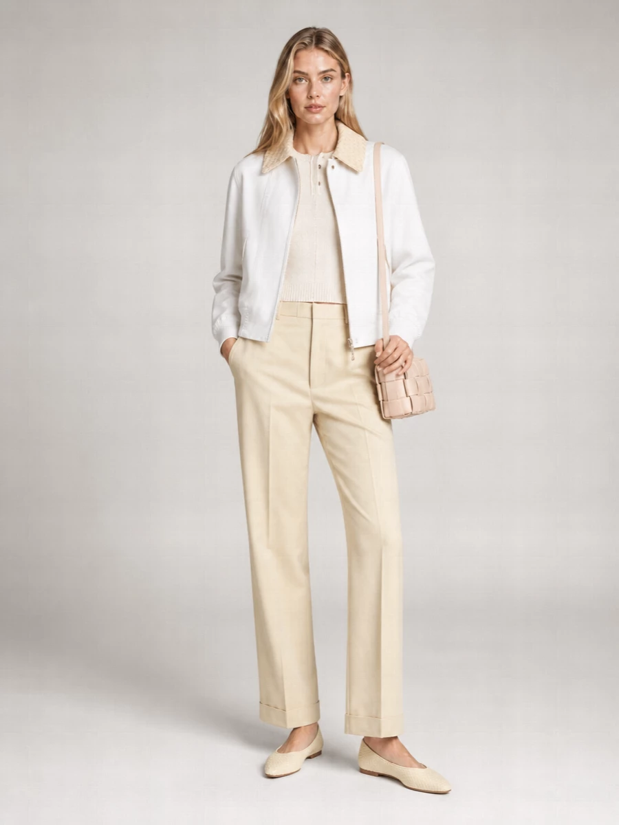Bottega Veneta leather trim bomber jacket