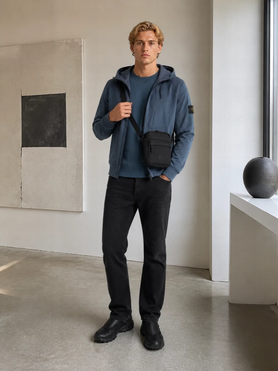 Stone island slate jacket black jeans outfit