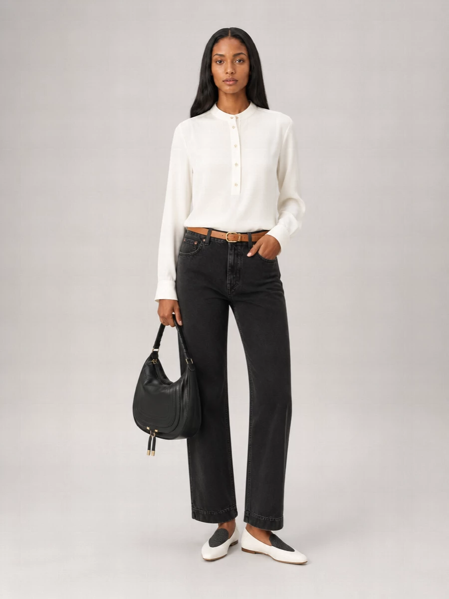 Chloé Denim High-Rise Cropped Straight-Leg Jeans