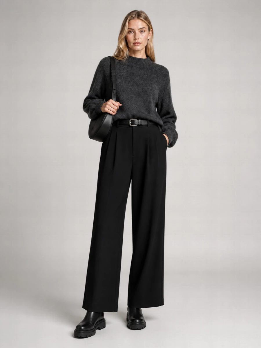 The Frankie Shop Mohair Wool Fuzzy Relaxed-Fit Crewneck Sweater