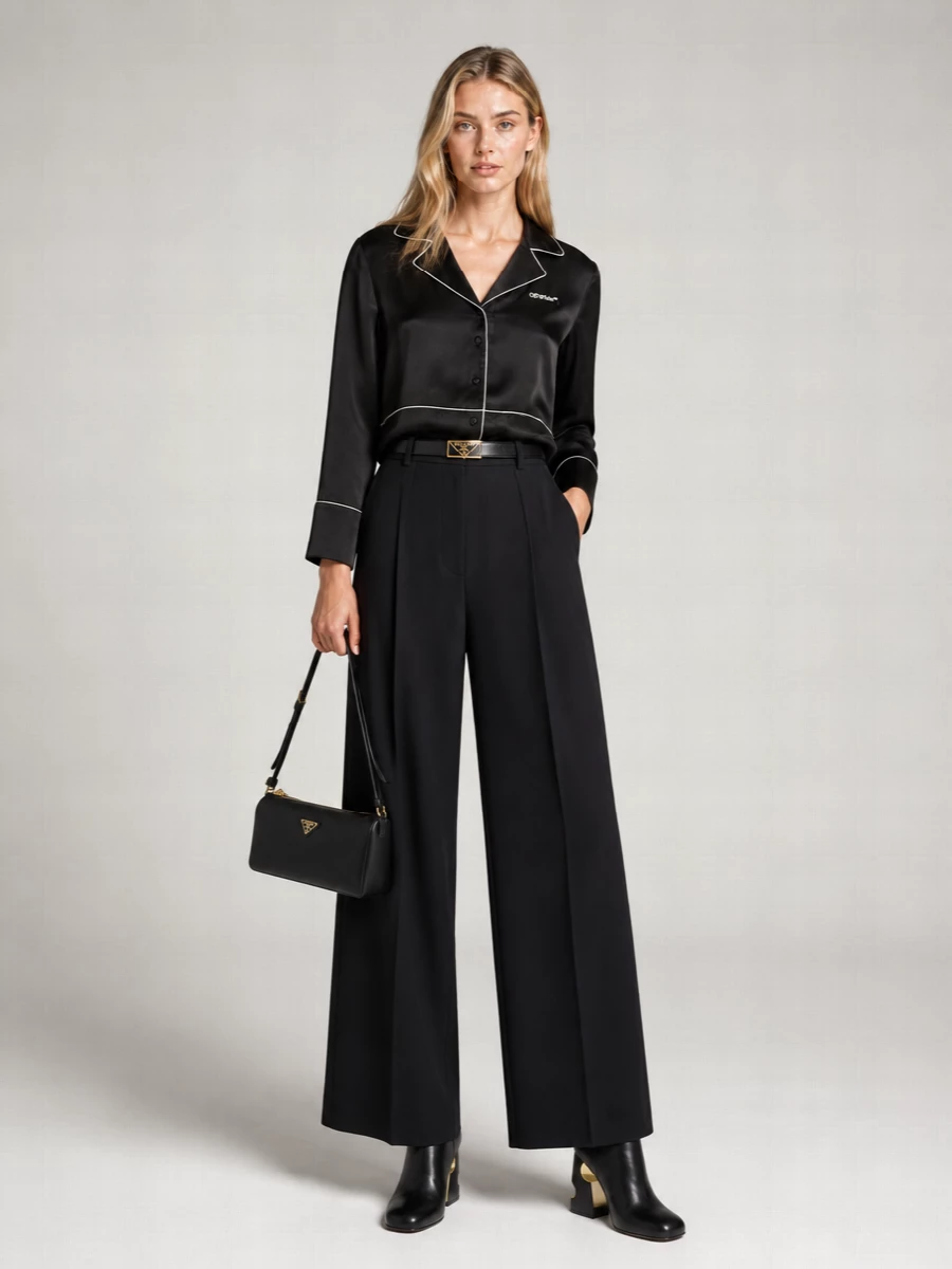 Off-White Silk Pajama Shirt