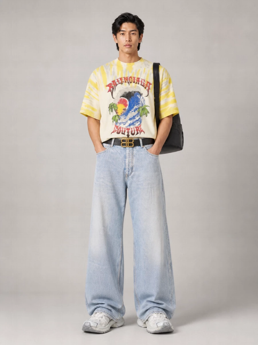 Balenciaga Tie Dye Cotton Short Sleeve T-Shirt