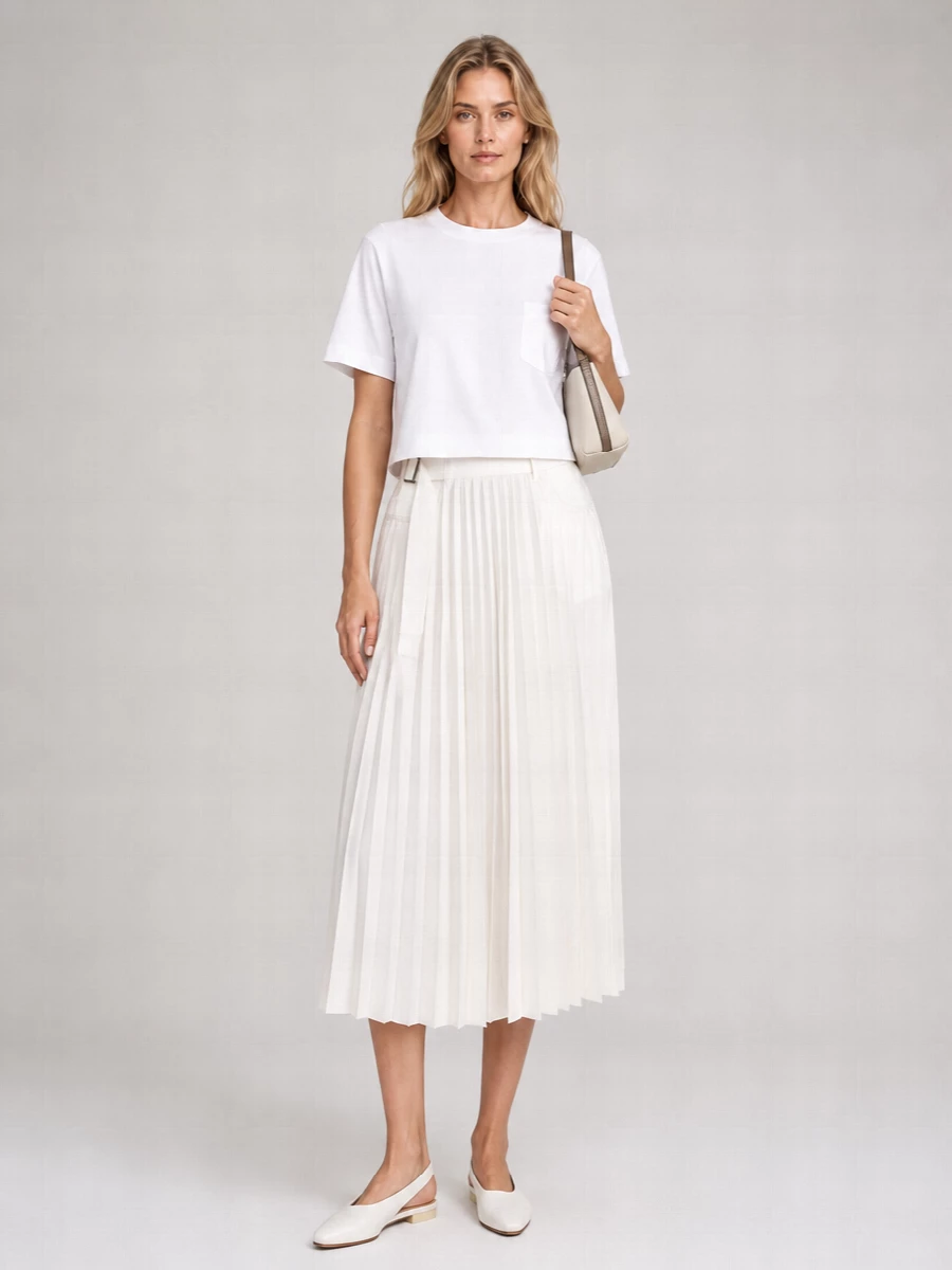 Sacai Cotton Crew Neck Short Sleeve T-Shirt
