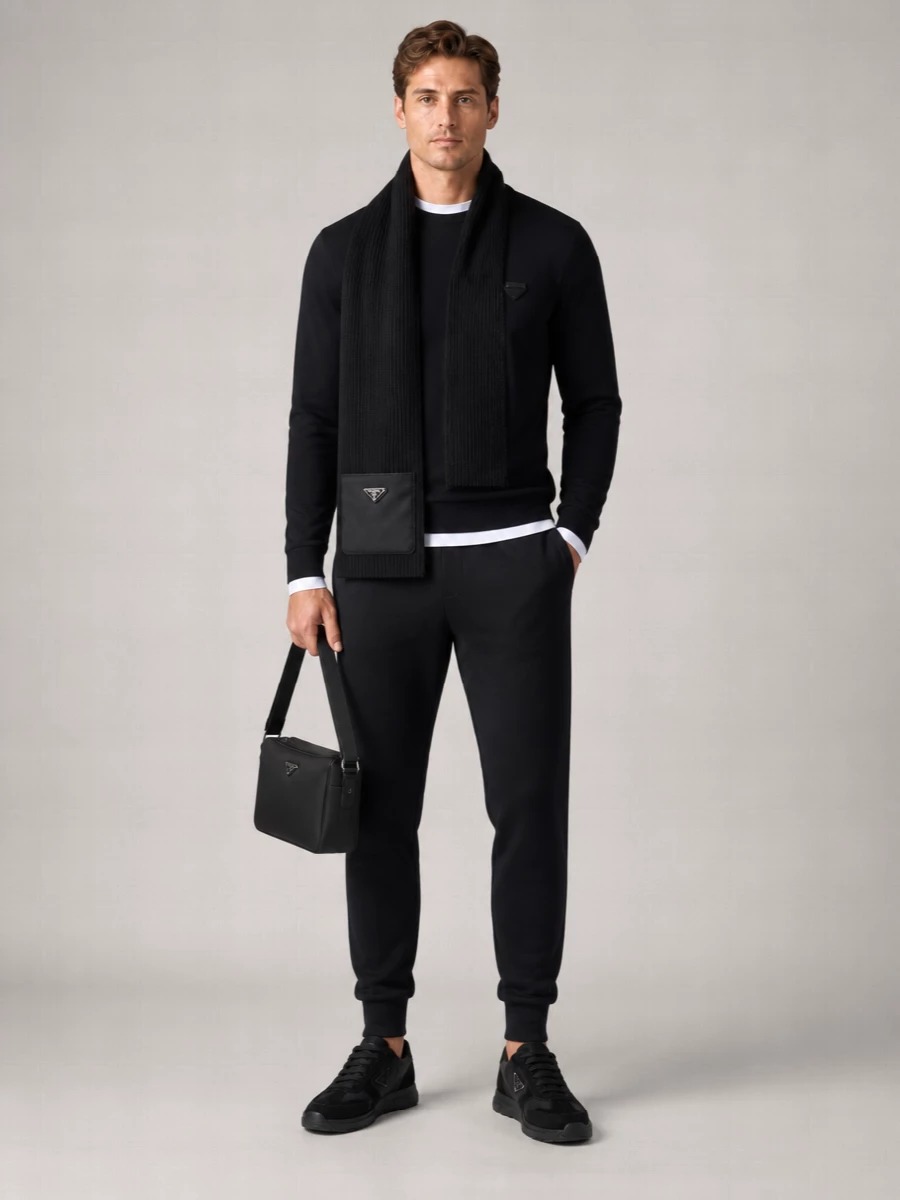 Prada Crewneck Sweater With Double Layer Design