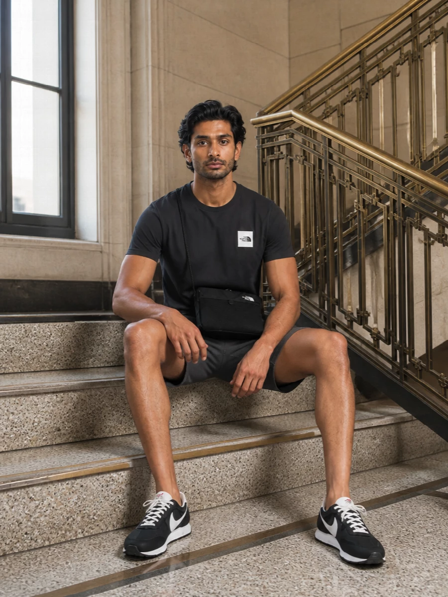 North face charcoal tee nike runner outfit