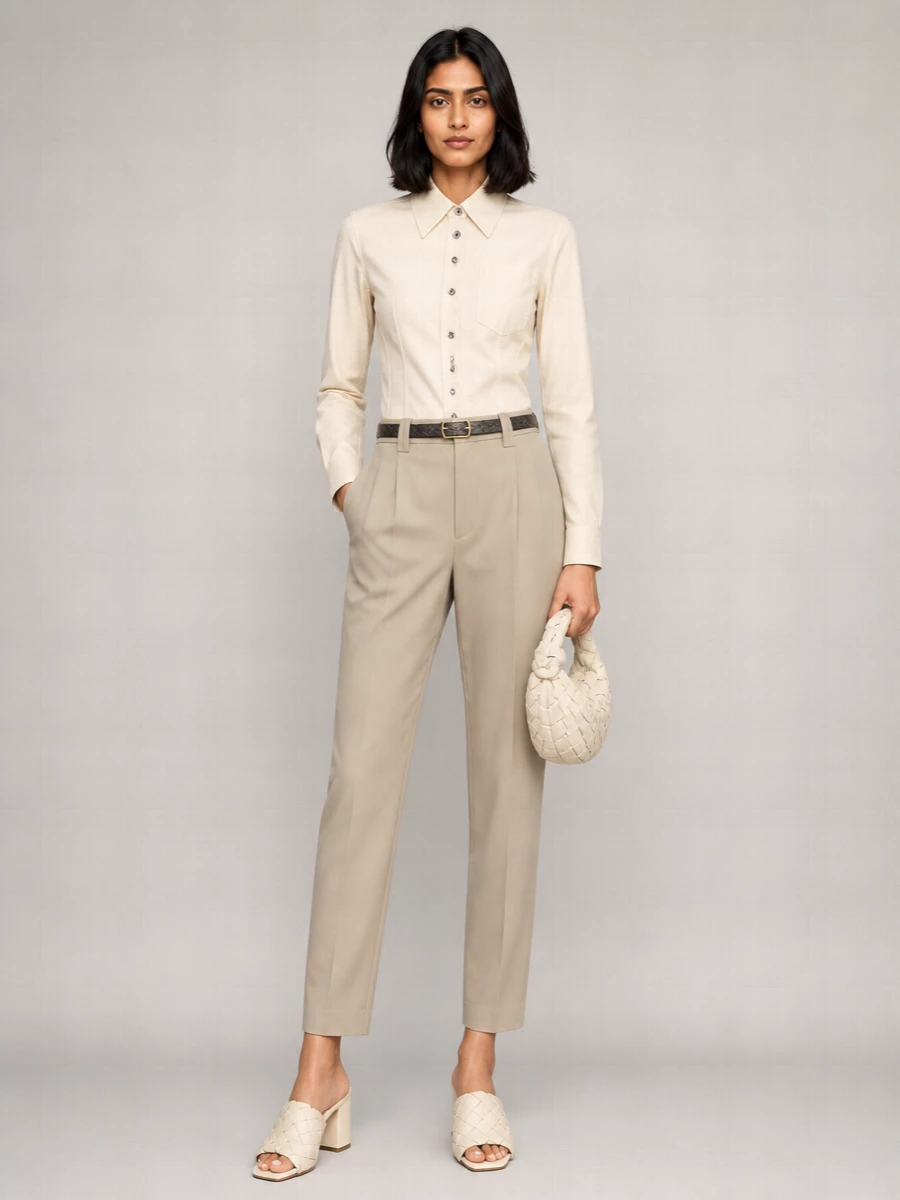 Bottega Veneta High-Rise Wide-Leg Tailored Trousers