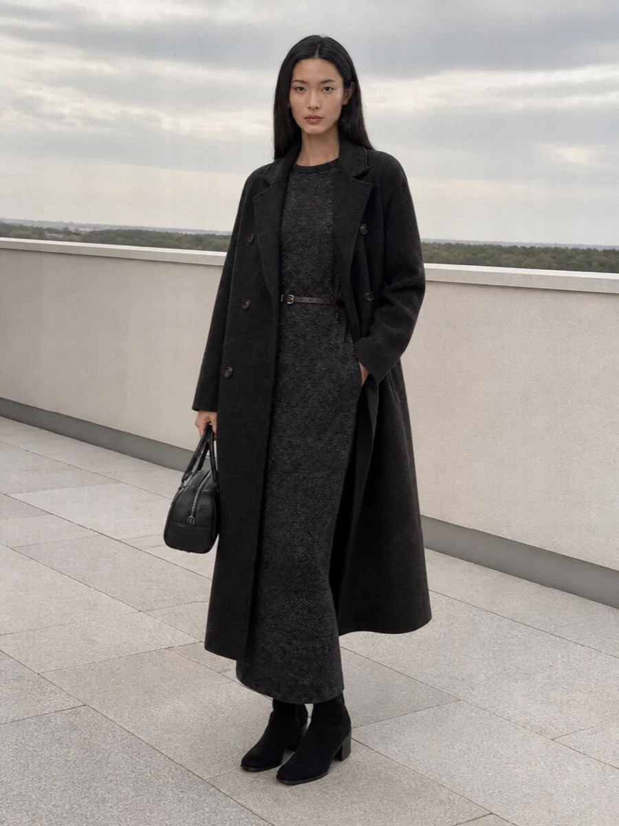 Brunello cucinelli knit dress charcoal coat