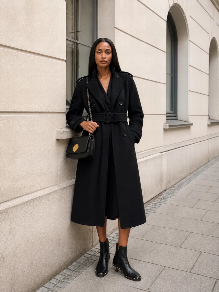 Chloe black officer coat balenciaga midi dress