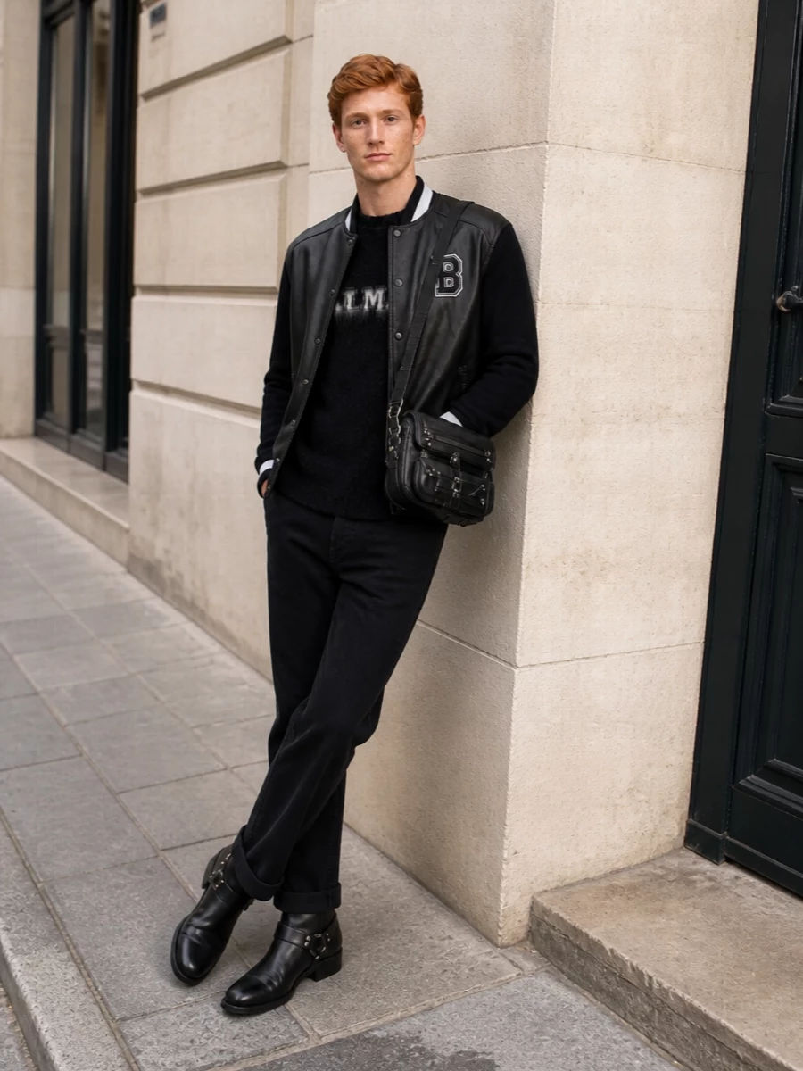 Balmain varsity bomber rock outfit