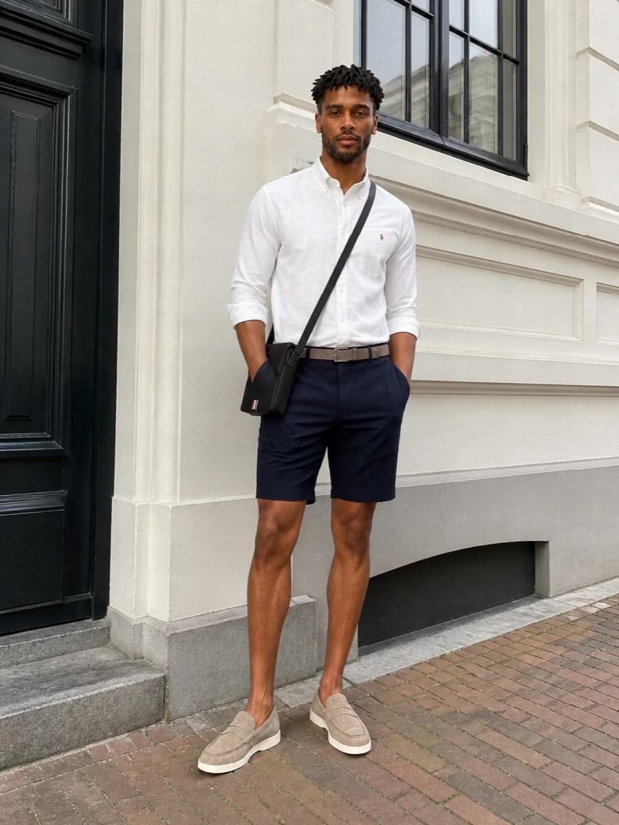 Polo ralph lauren oxford shirt navy shorts outfit