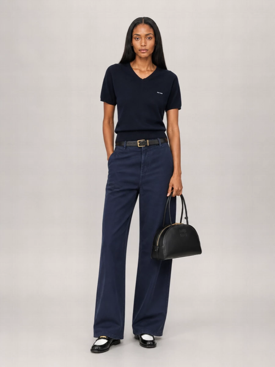 Miu Miu Cotton Wide-Leg Trousers