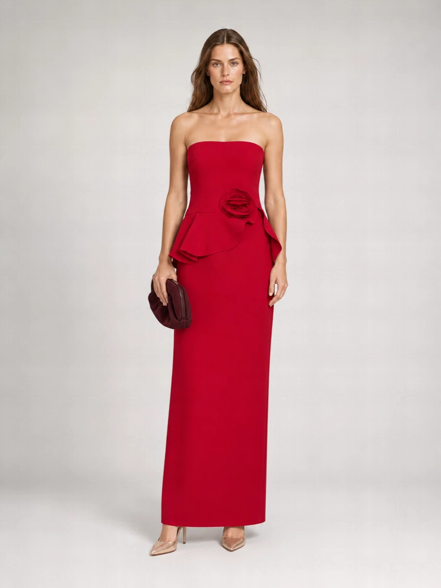 Rotate Strapless Floral Maxi Dress